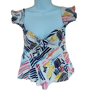 (011) Venus Multi Cotton Tie Front Crop Tops Size 12